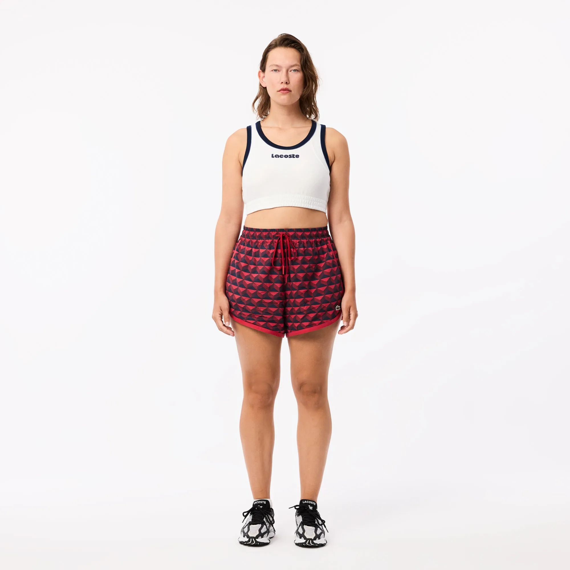 Lacoste Women's Flowing Bermuda Shorts With Graphic Pattern