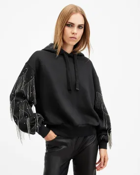 Lennon Tassel Embellished Sleeve Hoodie