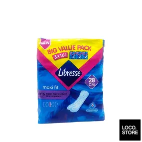 Libresse Feminine Pads Maxi Non Wing 28cm Big Value Pack 3x16s