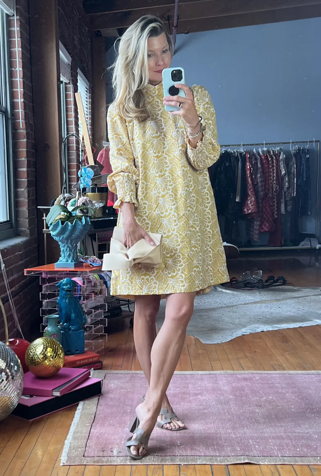 Long Sleeve Mod Dress - Marigold Embroidery