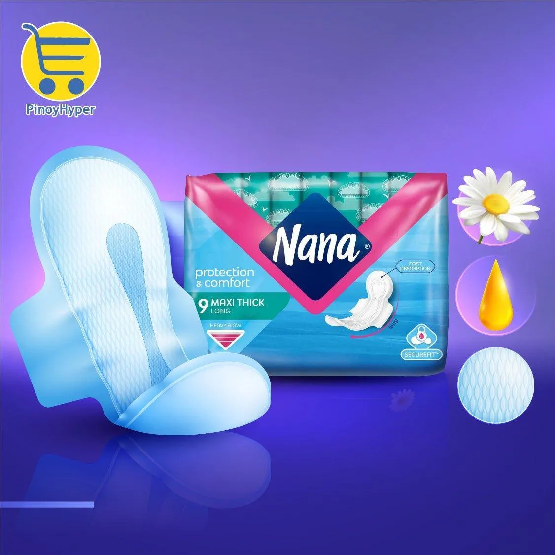 Nana Maxi Thick Long Pads - 9 Pads