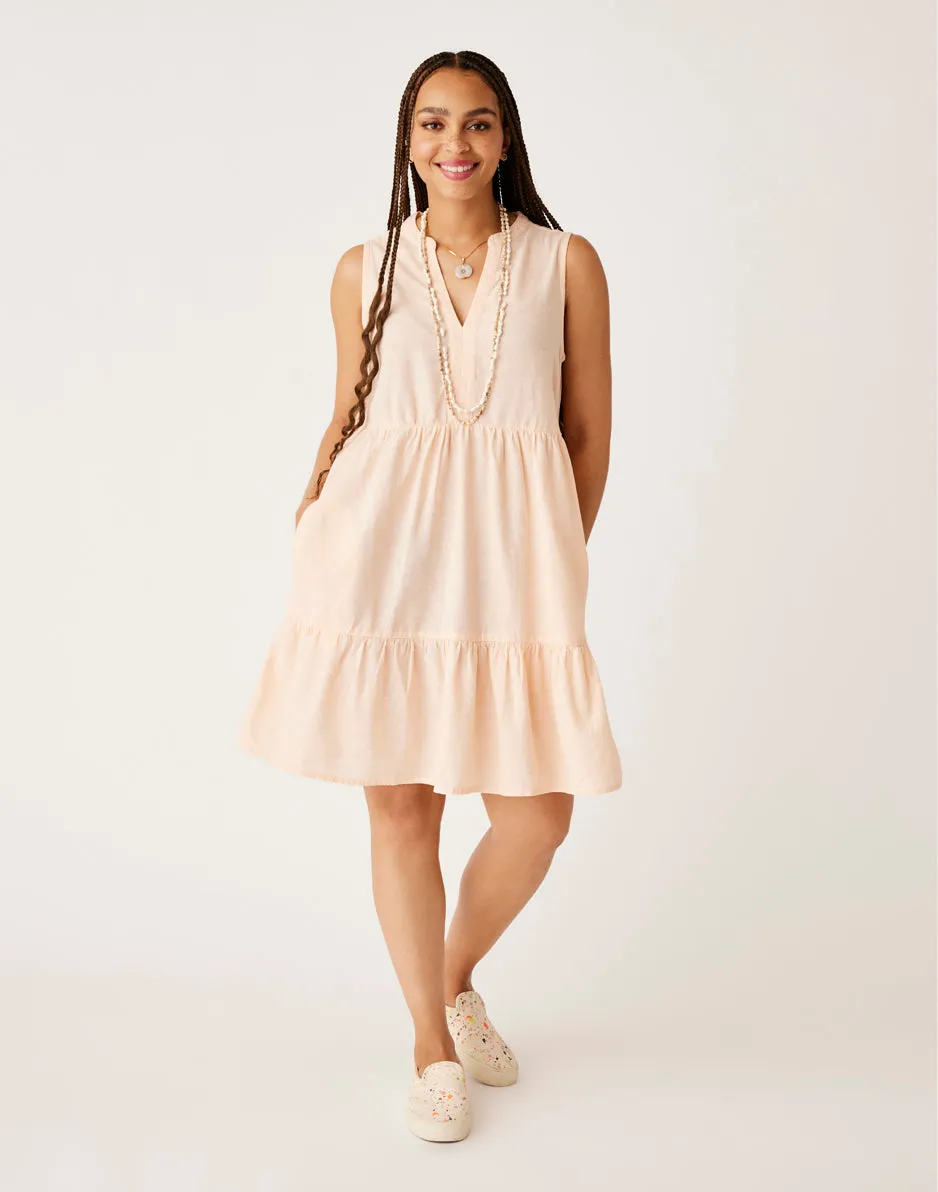 Nellie Linen Dress: Peach Chambray