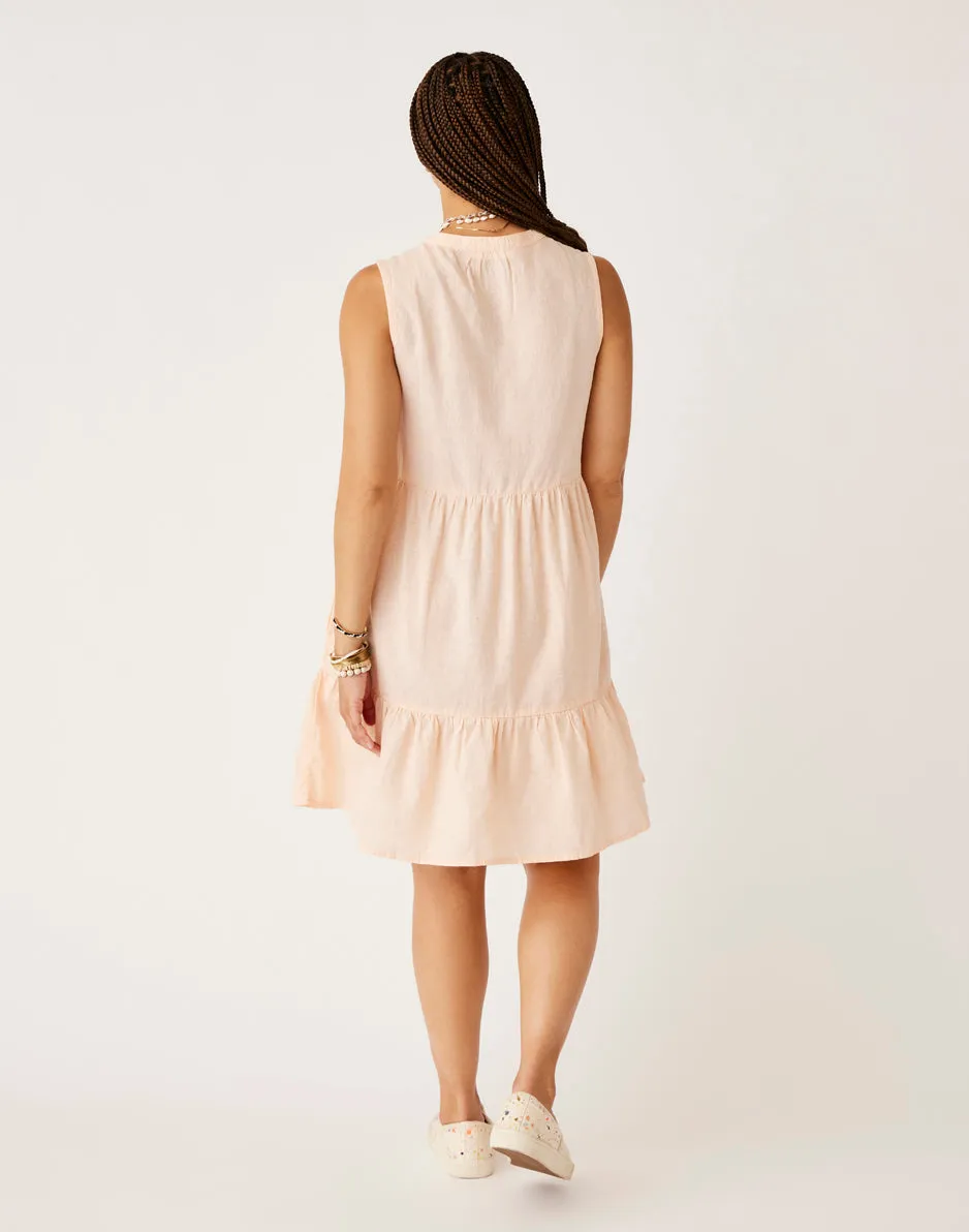 Nellie Linen Dress: Peach Chambray