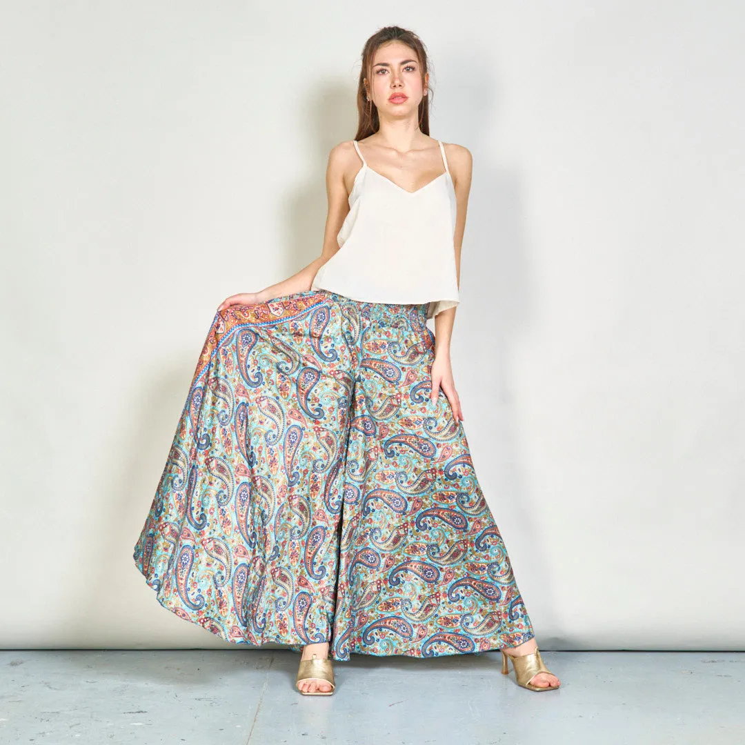 Paisley print wide-leg smocked trousers wholesale