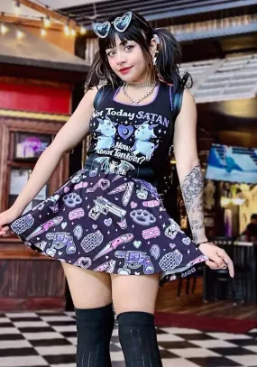 Pastel Goth Guns And Knives | SKATER SKIRT*