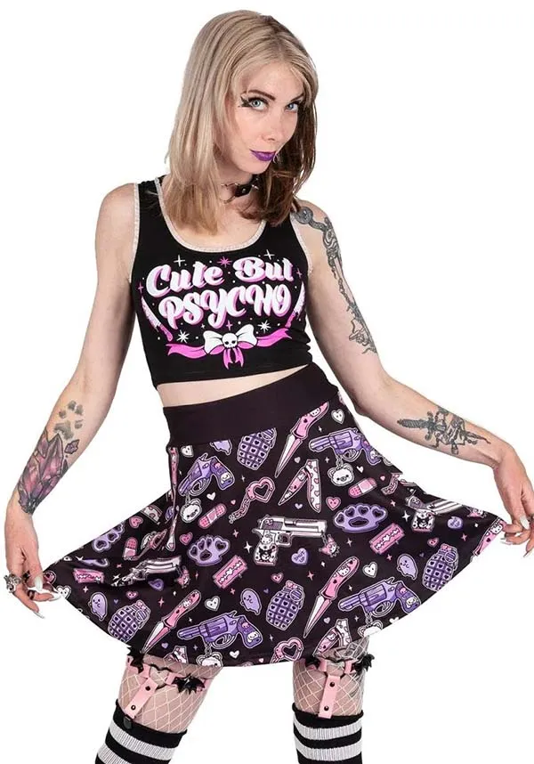 Pastel Goth Guns And Knives | SKATER SKIRT*