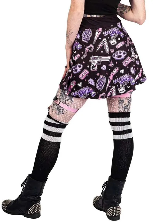 Pastel Goth Guns And Knives | SKATER SKIRT*