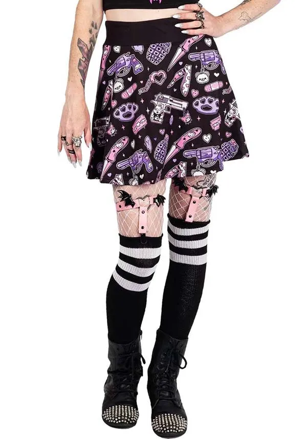 Pastel Goth Guns And Knives | SKATER SKIRT*