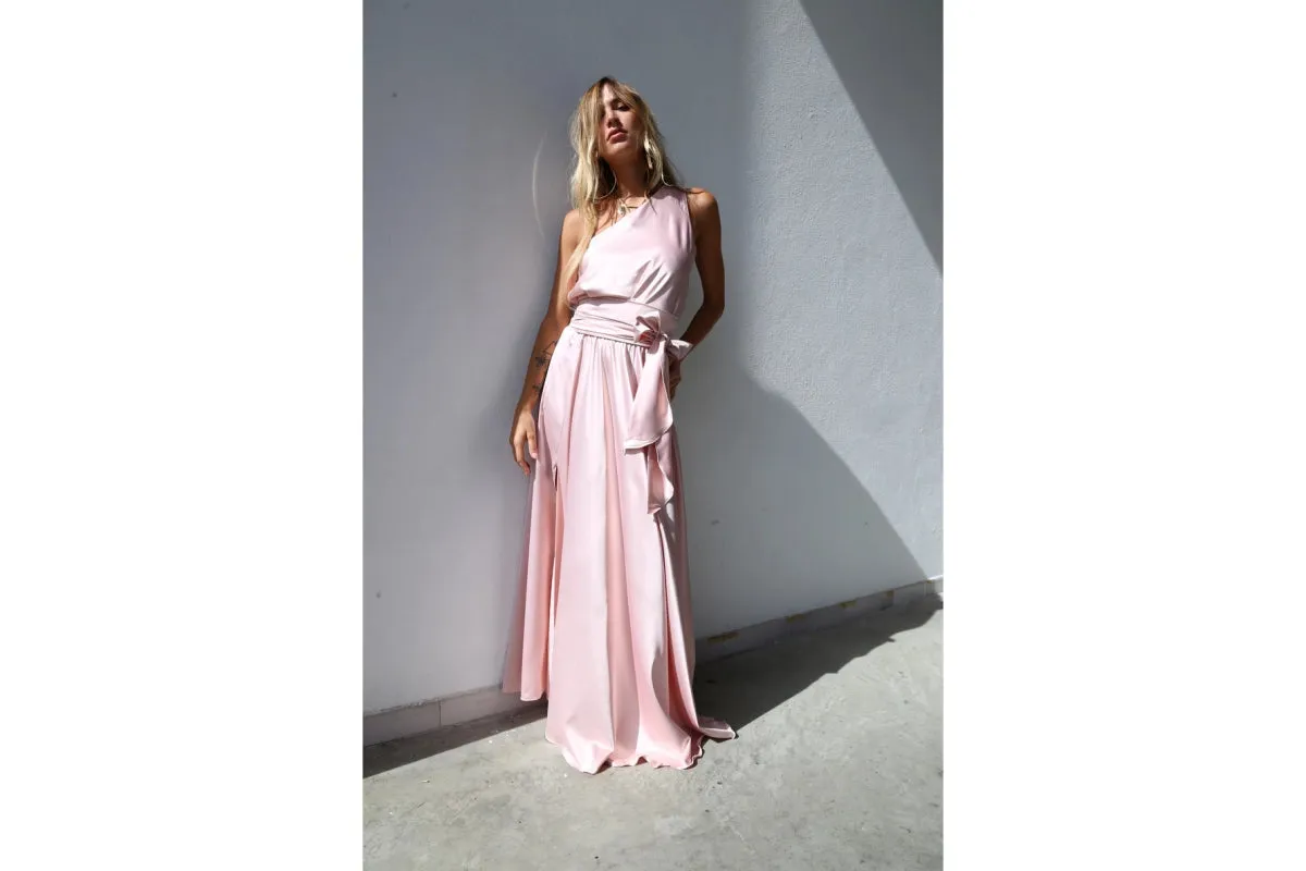 Petal Pink One Shoulder Maxi Dress