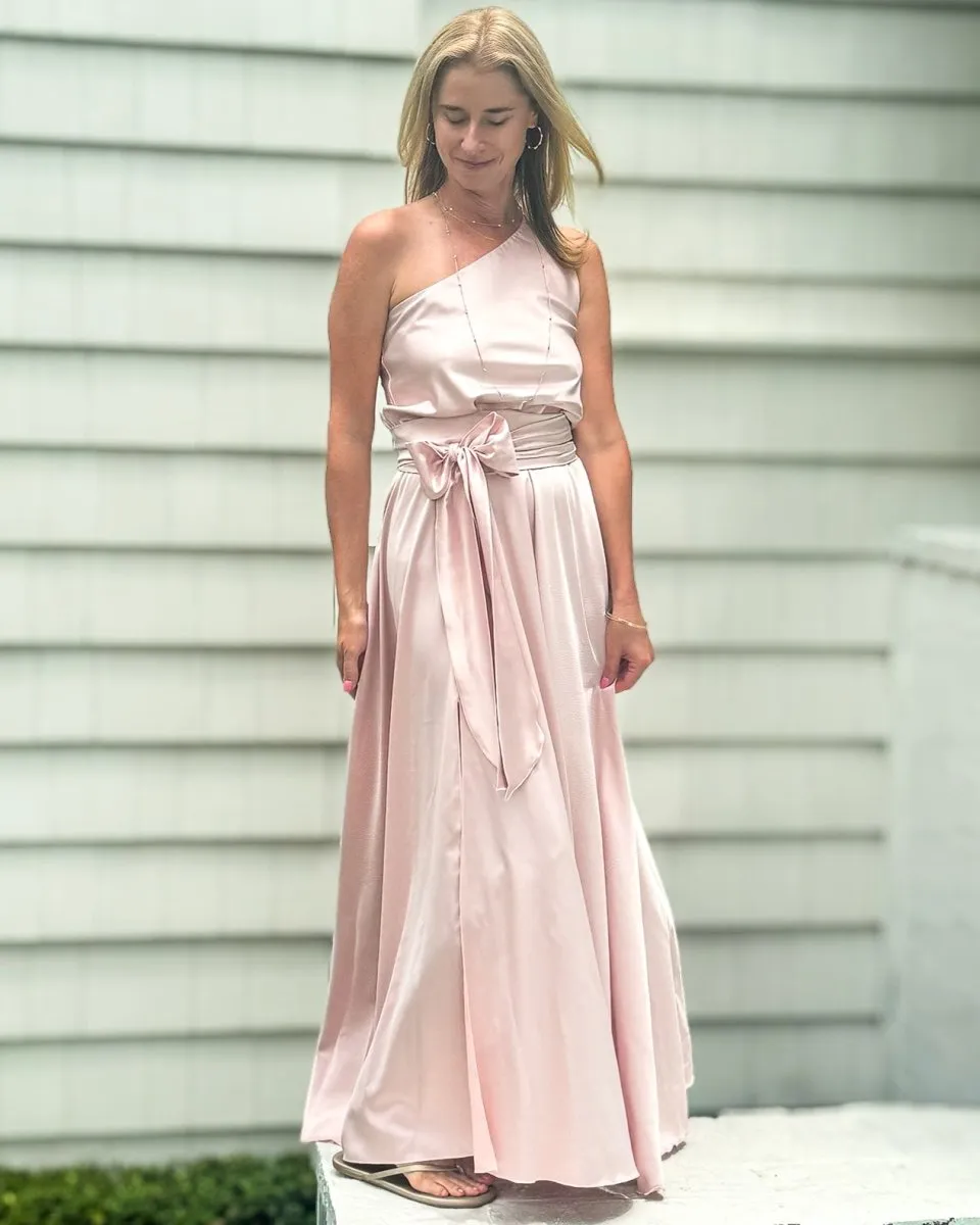 Petal Pink One Shoulder Maxi Dress