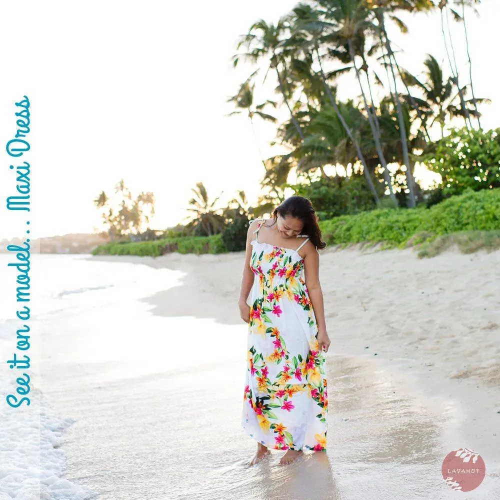 Poipu Blue Maxi Hawaiian Dress