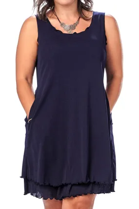 Rapz Pocketed Layered Dress, Navy (4371)