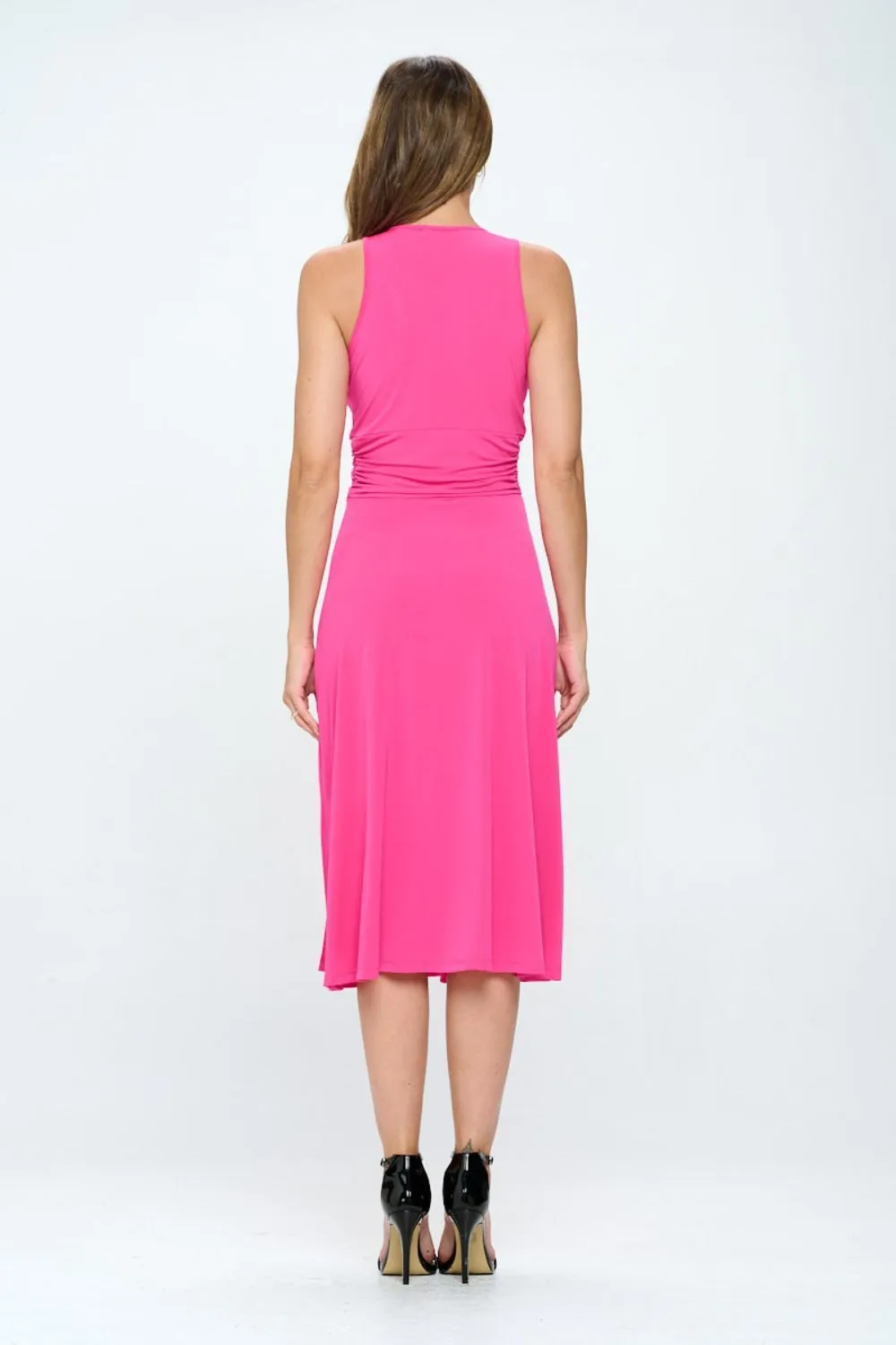 Renee Ruched Waist Sleeveless Slit Dress