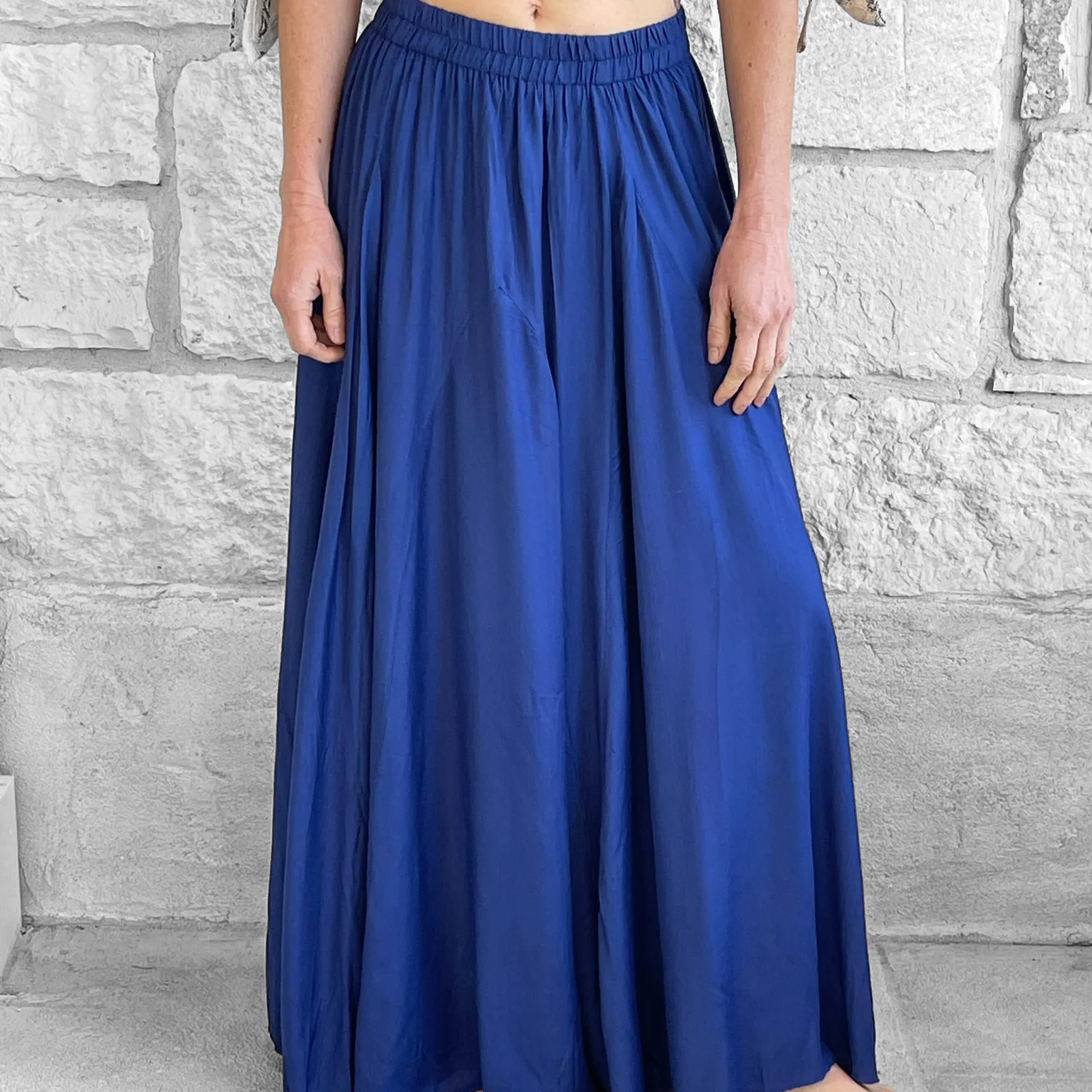 'Sadie' Long Flowing Skirt - Rayon Blue