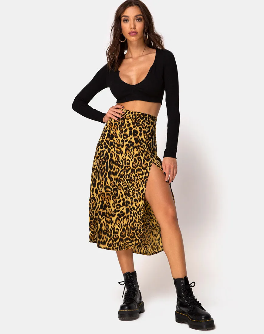 Saika Midi Skirt in Leopard