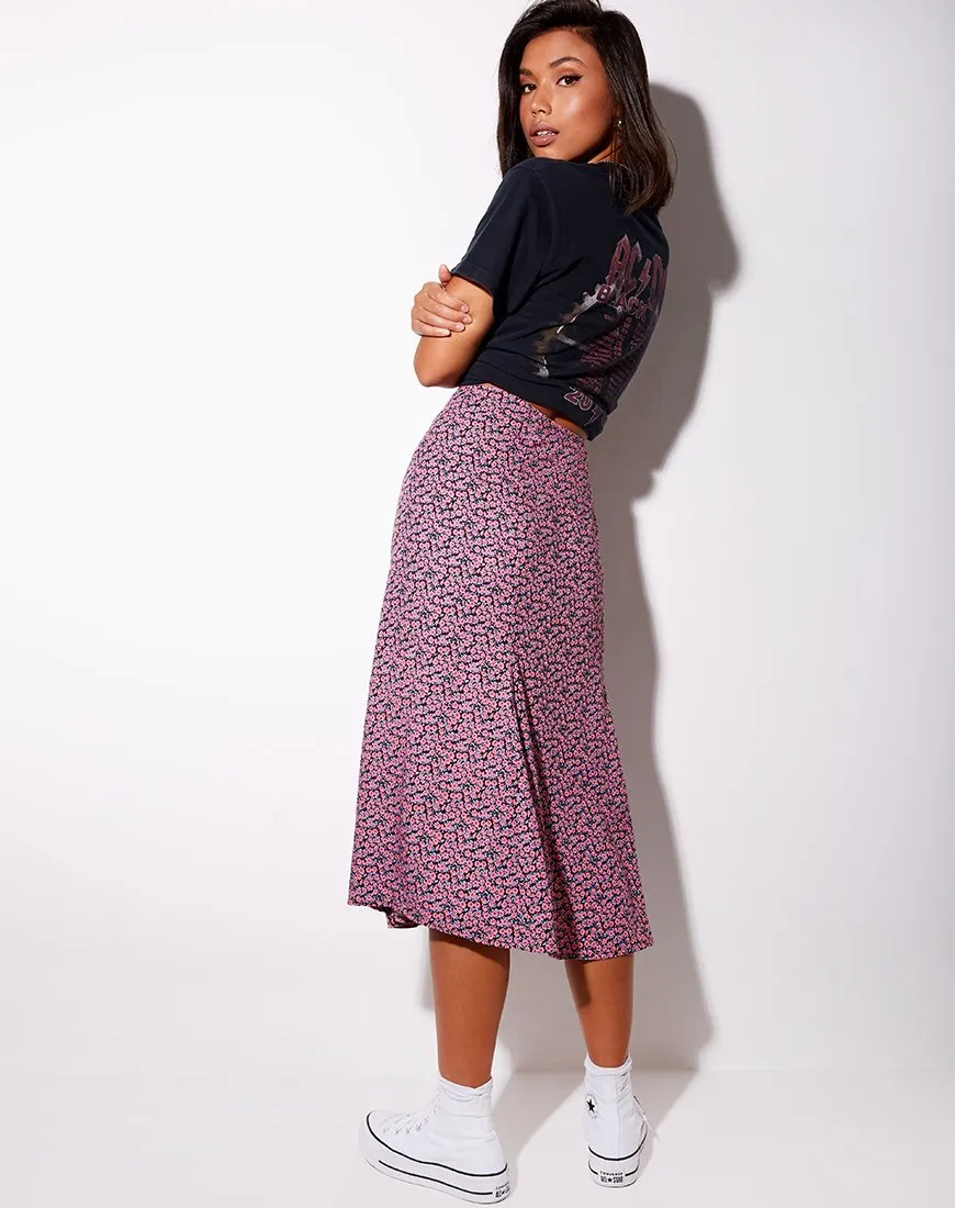 Sanya Midi Skirt in Floral Fun Pink