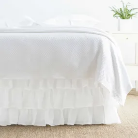 Savannah Linen Gauze White Tier Ruffle Bed Skirt