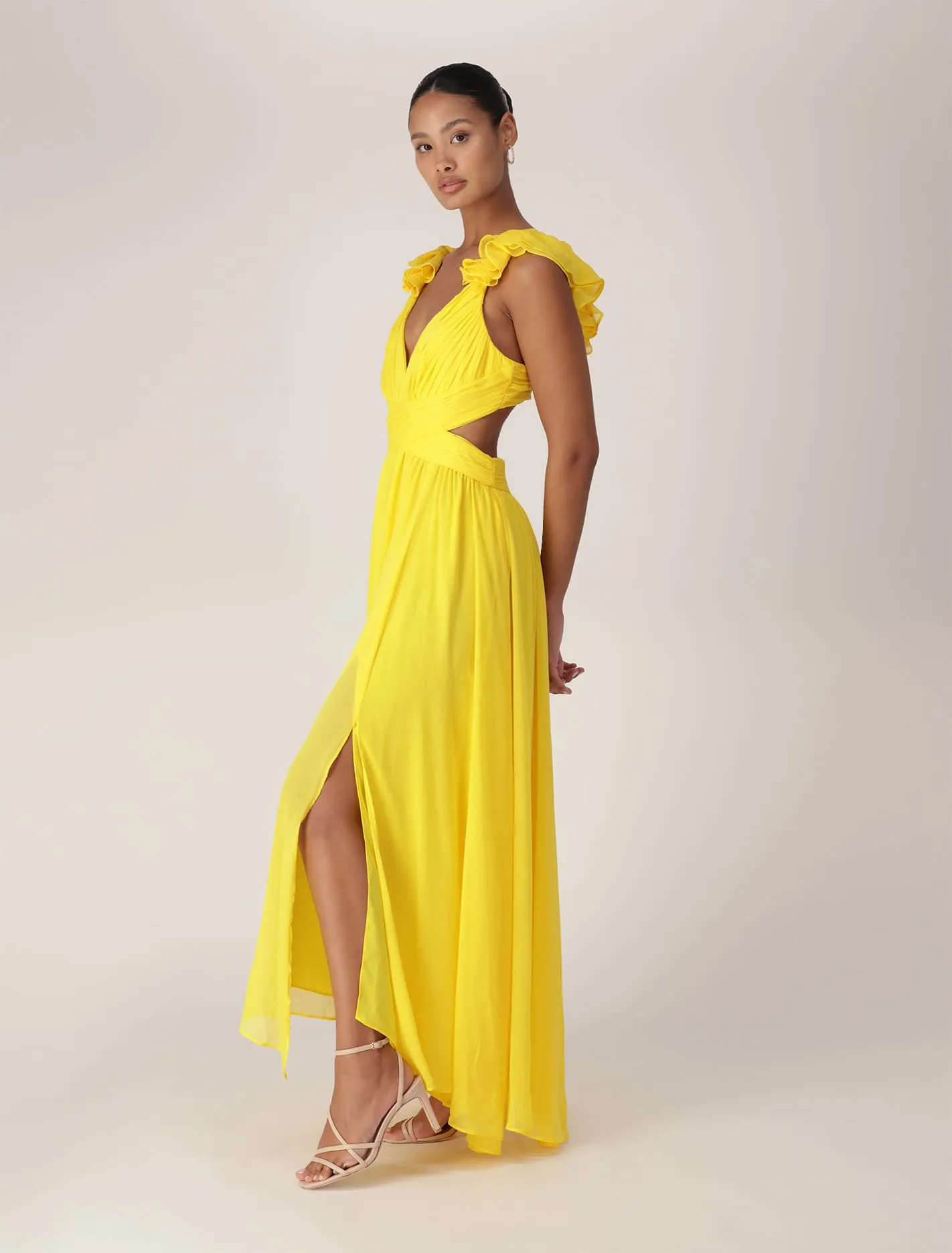 Selena Ruffle Shoulder Maxi Dress