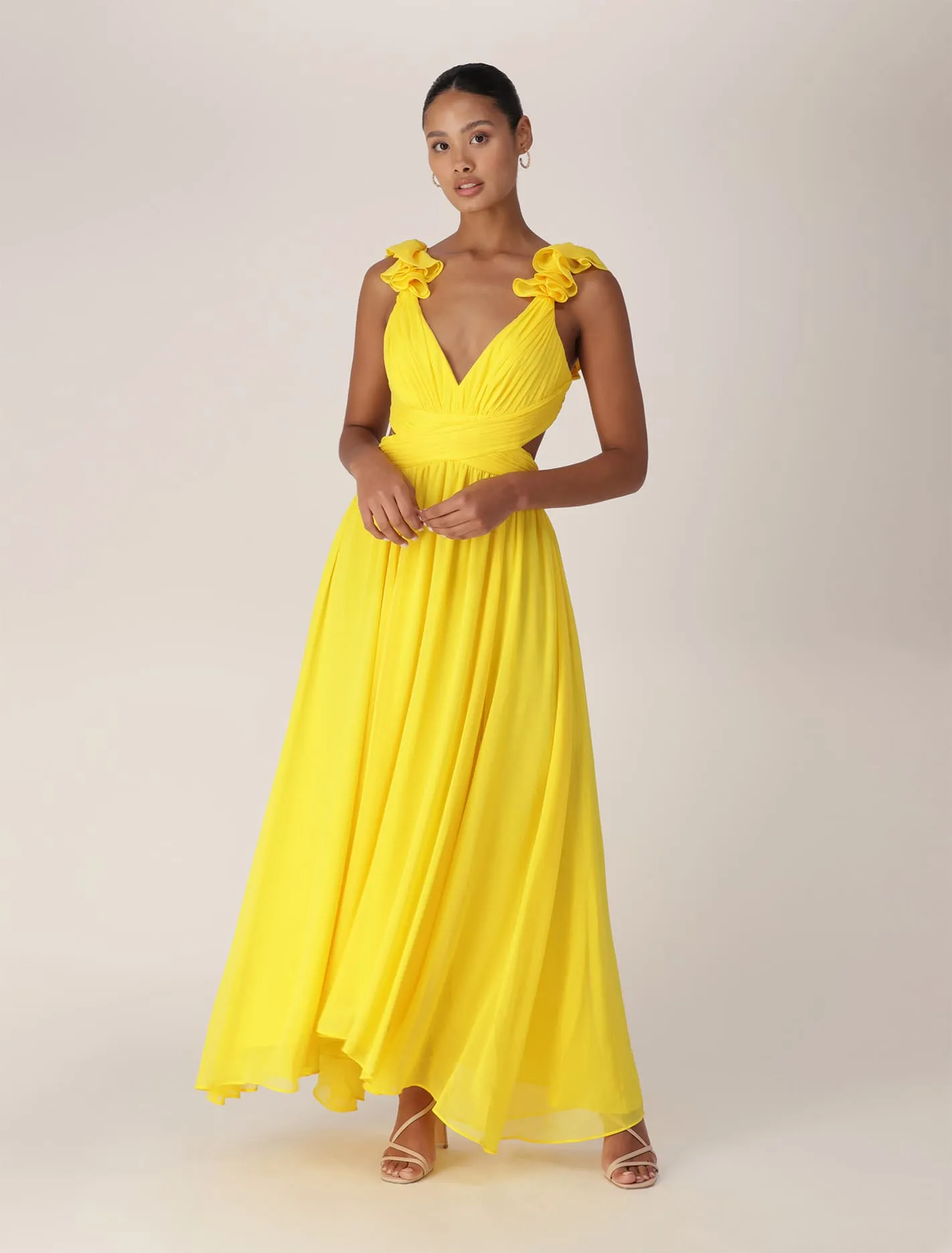 Selena Ruffle Shoulder Maxi Dress