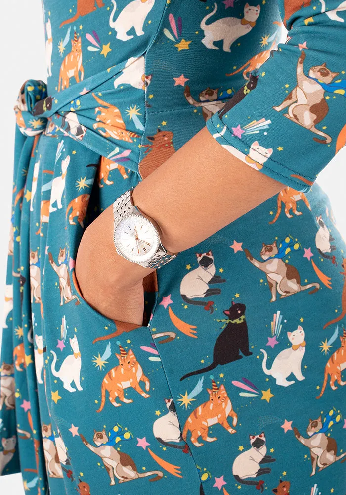 Sheba Playful Cats Print Dress