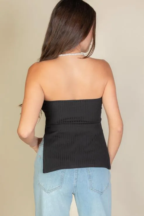 Side Slit Bandeau Tube Top