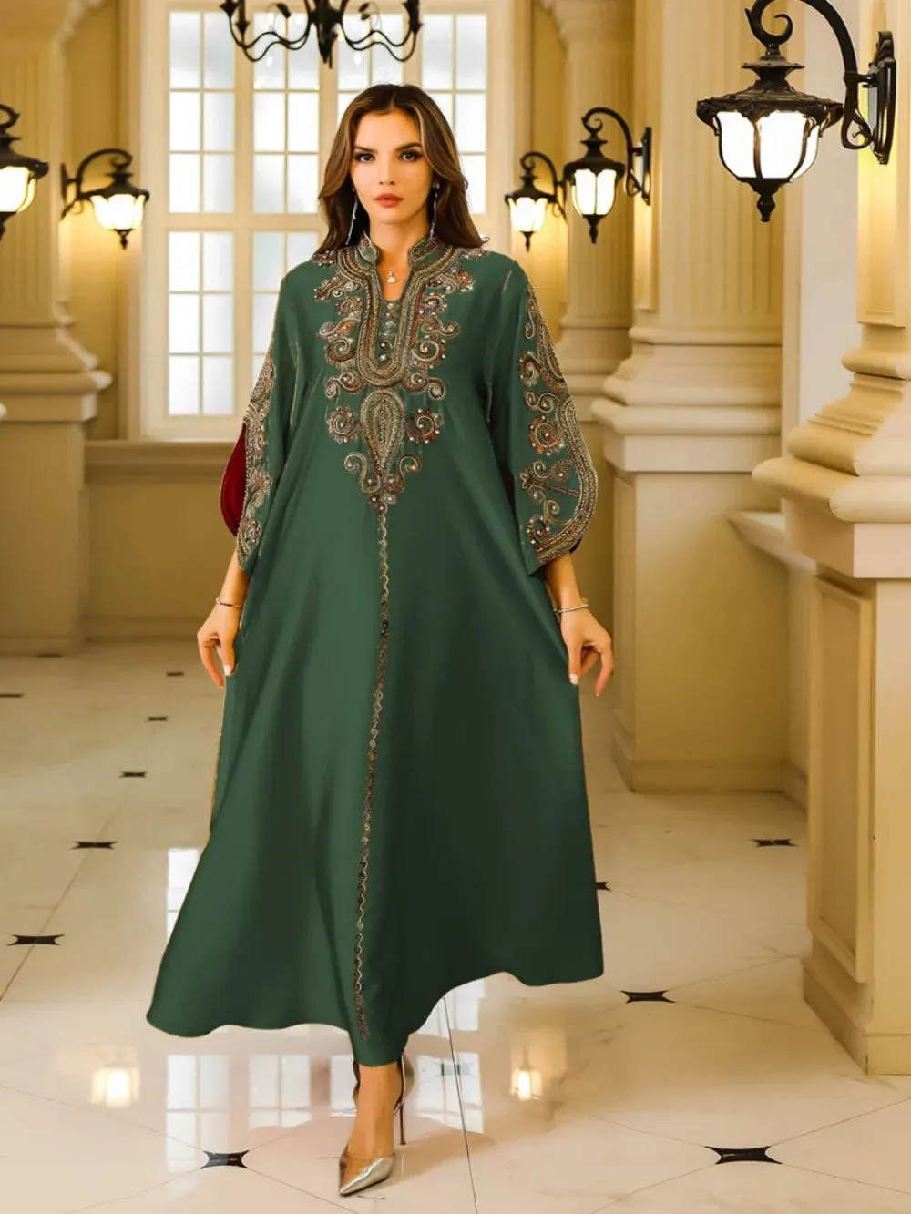 Slit Sleeve Jalabiya Dress