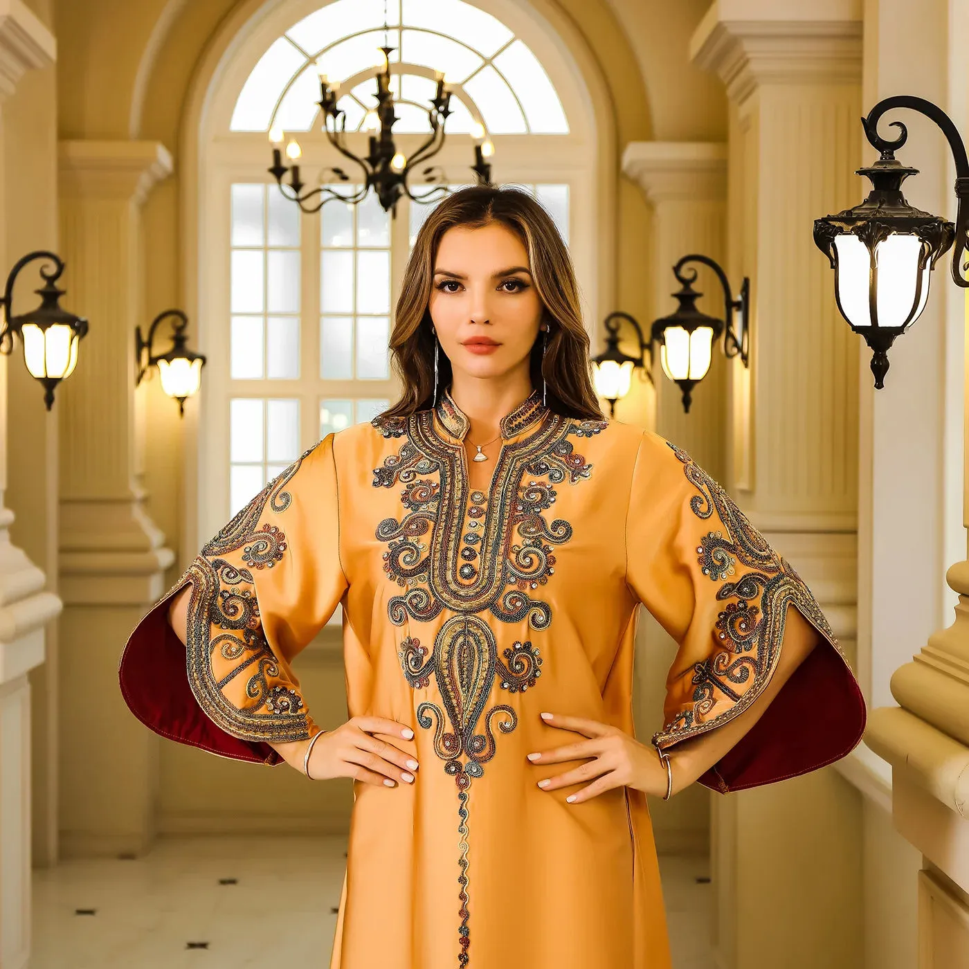 Slit Sleeve Jalabiya Dress