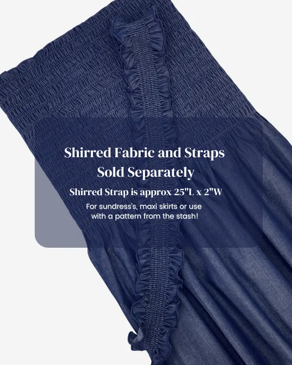 Smocked Shirred Fabric in Dark Blue Chambray | 3/4 Yd x 42"