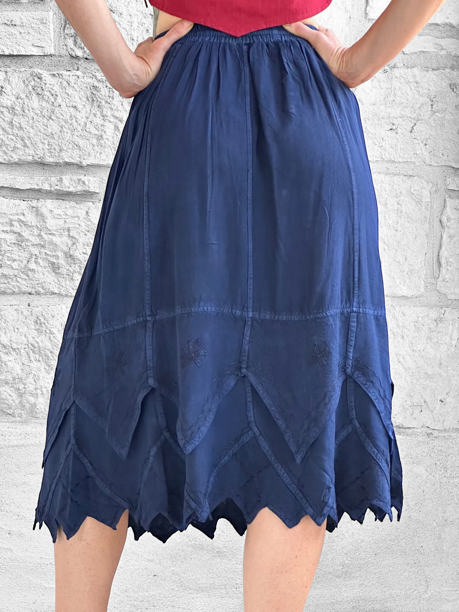 'Snowflake Skirt' - Stone Dark Blue