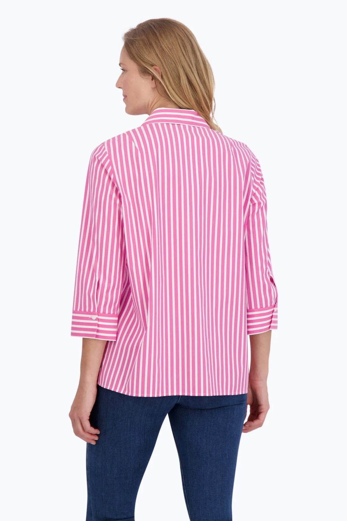 Sophia Stretch No Iron Stripe Popover Shirt