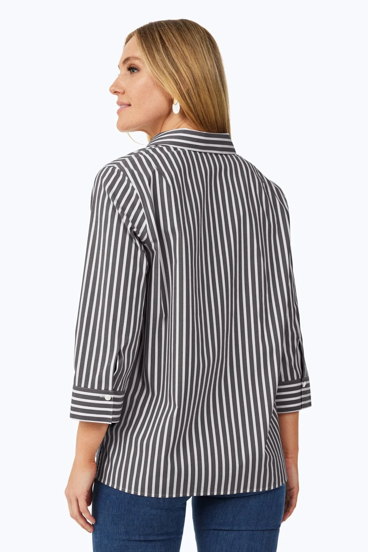 Sophia Stretch No Iron Stripe Popover Shirt