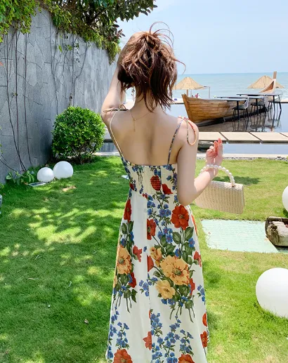 TastyHottie - Trendy Backless High Slit Floral Maxi Slip Dress