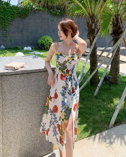 TastyHottie - Trendy Backless High Slit Floral Maxi Slip Dress