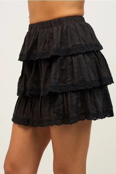 Tiered Flare Lace Mini Skirt