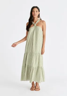 Tiered Halterneck Maxi Dress