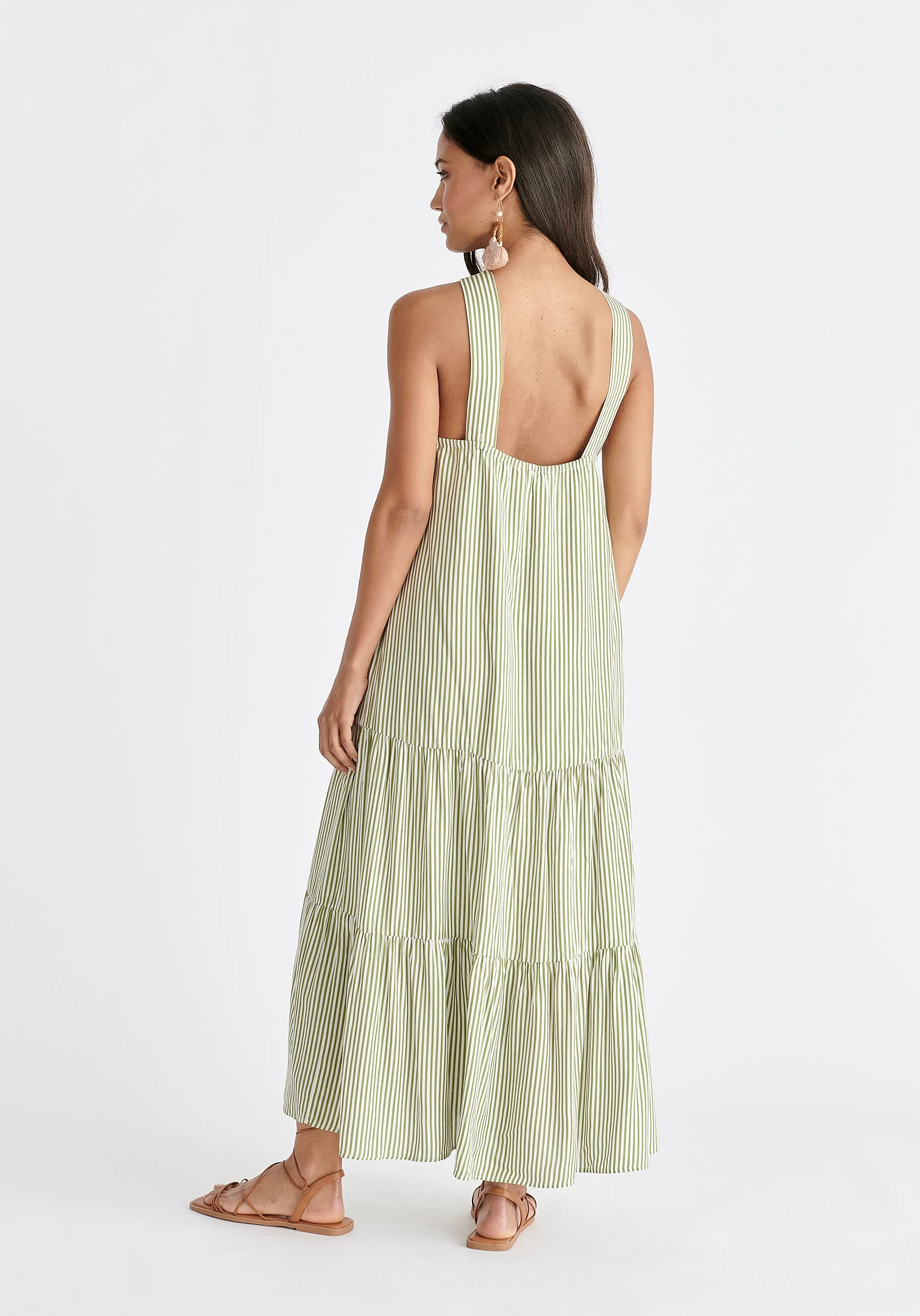 Tiered Halterneck Maxi Dress