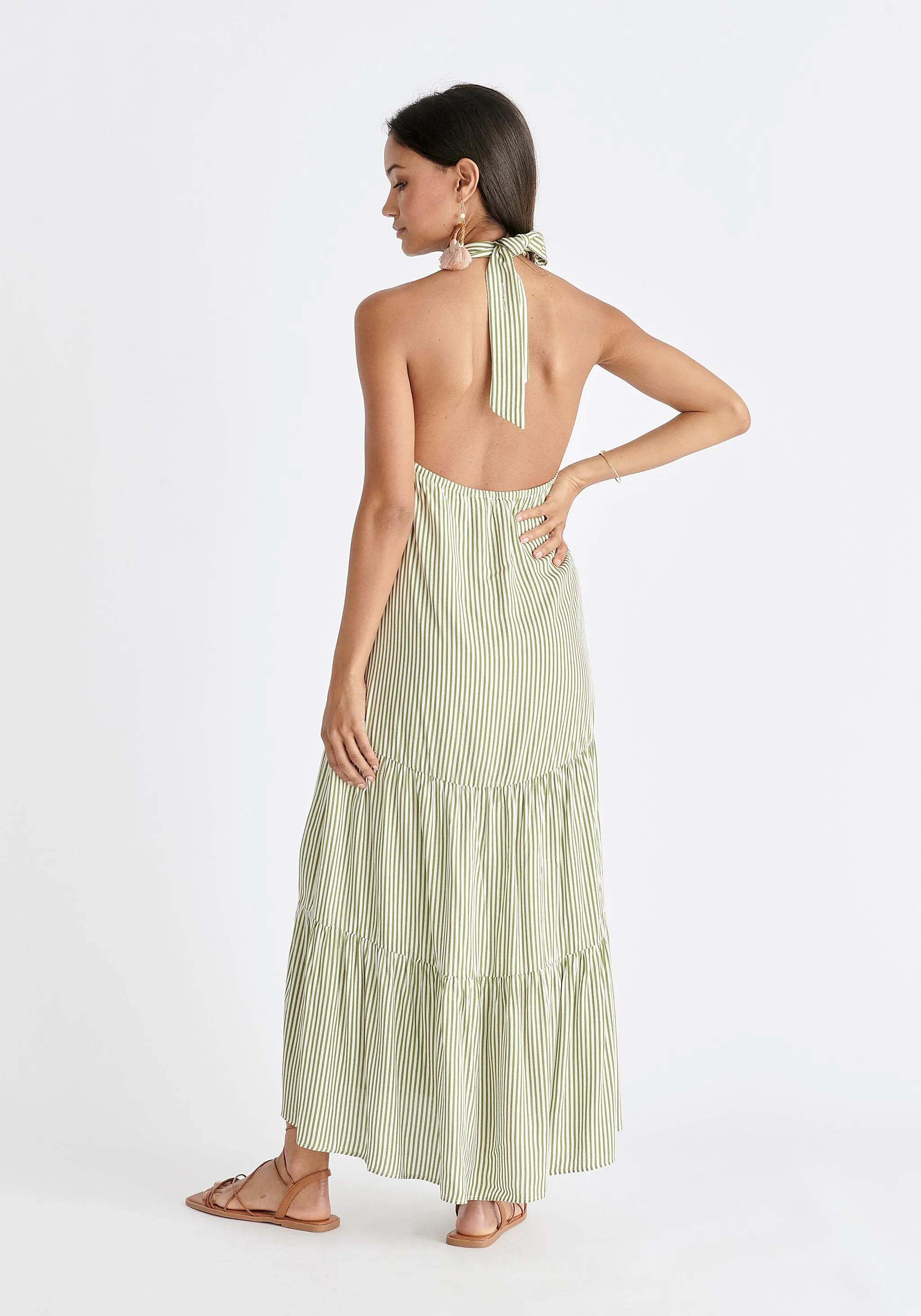 Tiered Halterneck Maxi Dress