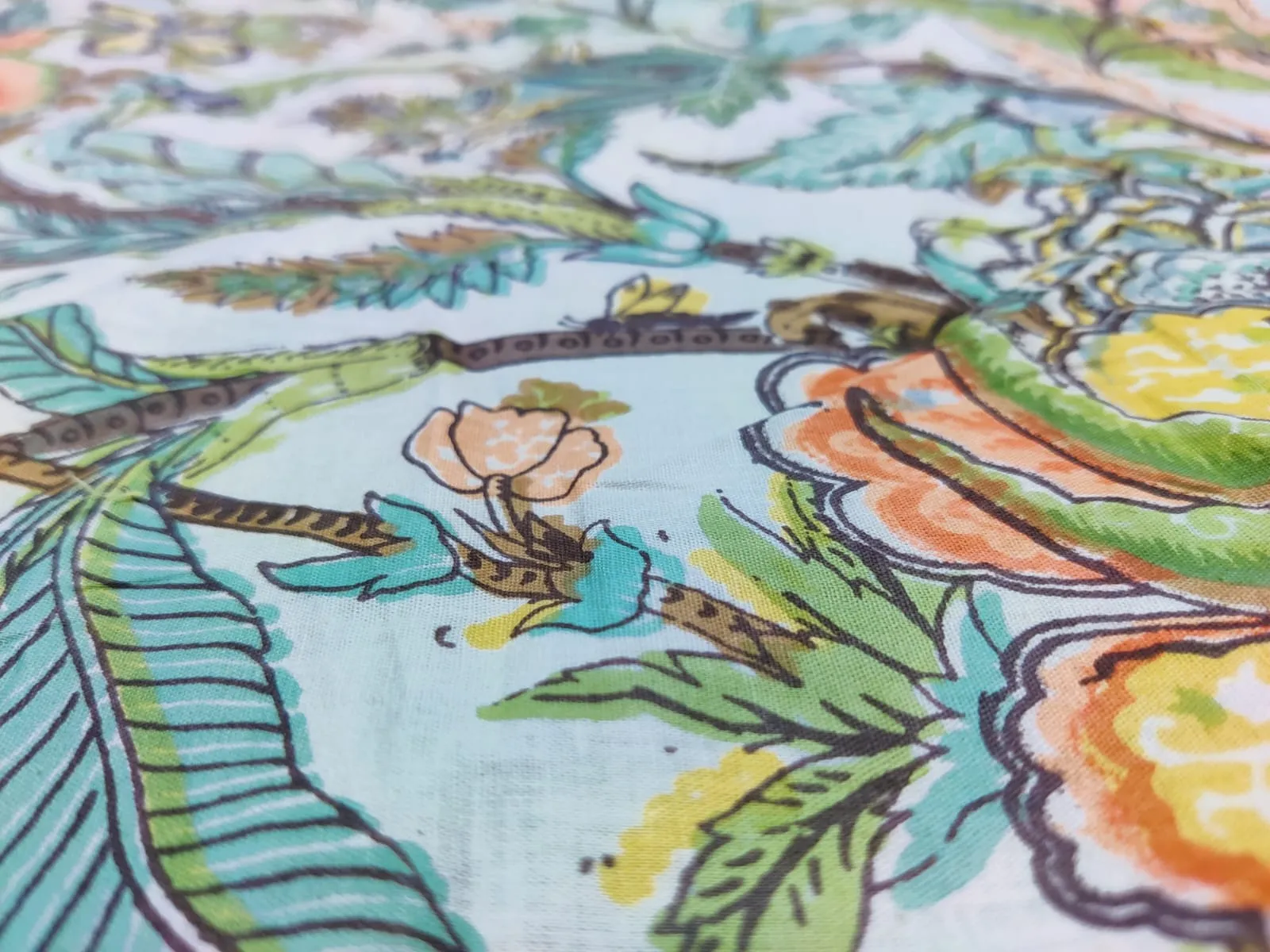 Tropical Wild Flora Voile Fabric Width 44 inches Fabric per meter