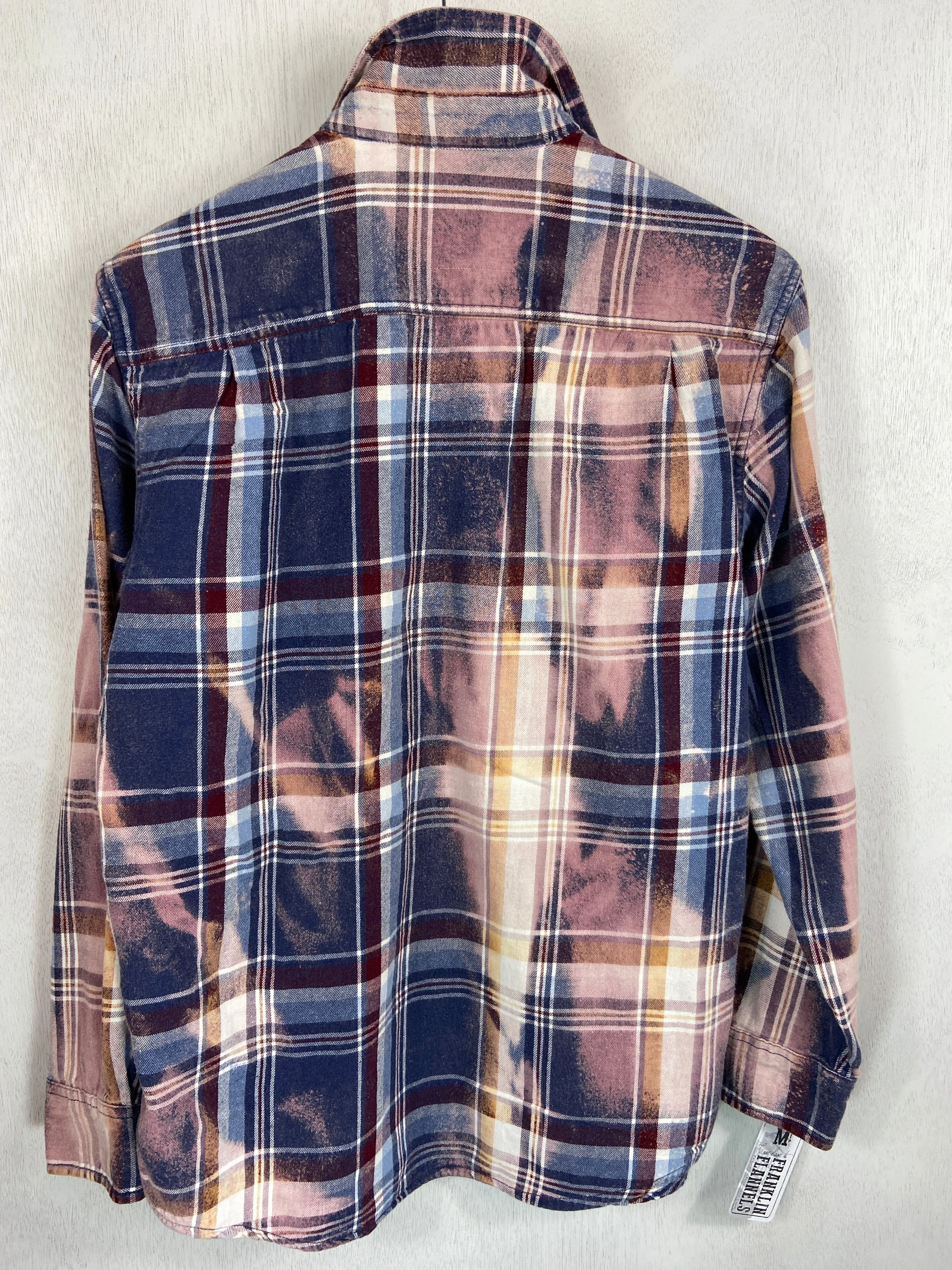 Vintage Navy, Light Blue, Burgundy and Dusty Rose Flannel Size Medium