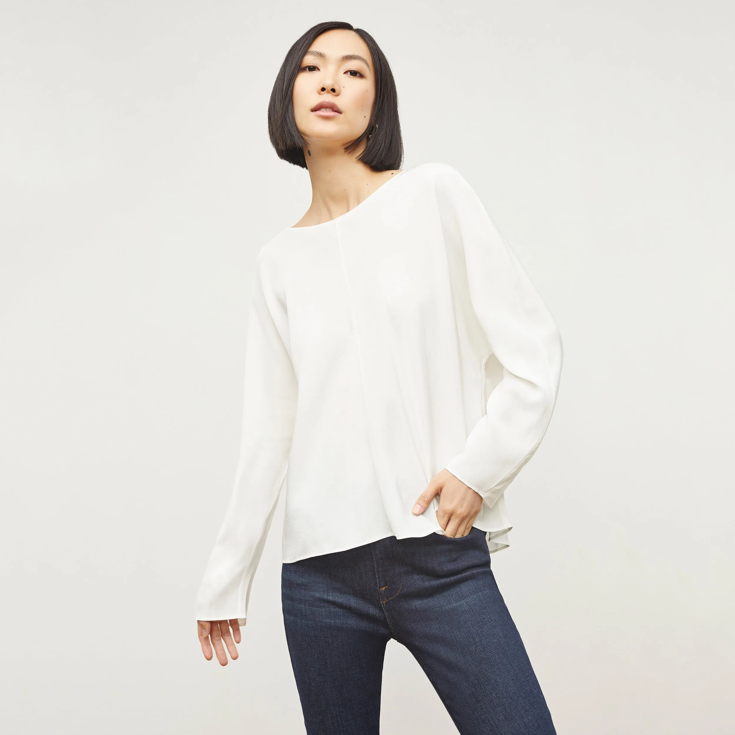 Wren Top - Washable Silk :: Ivory