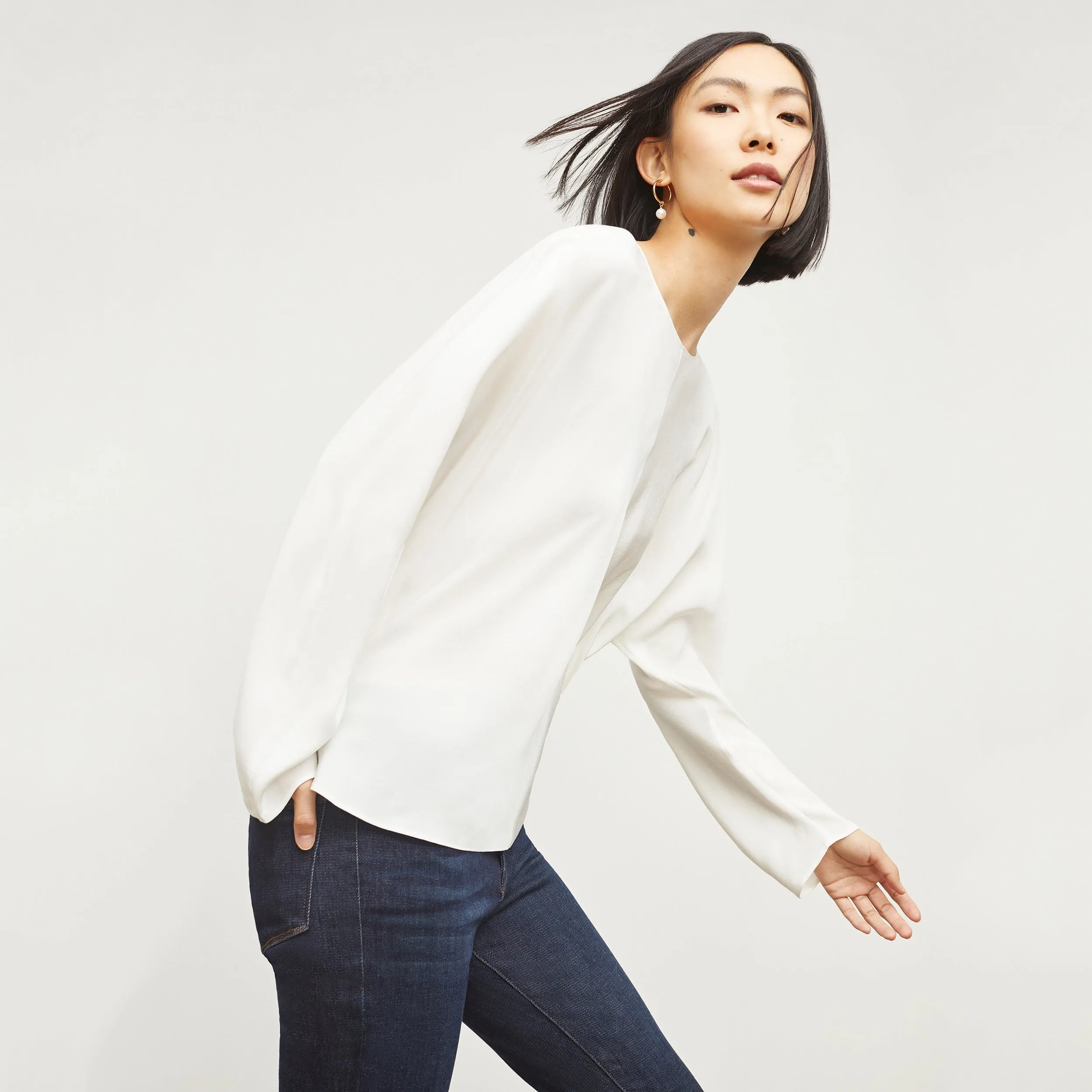 Wren Top - Washable Silk :: Ivory