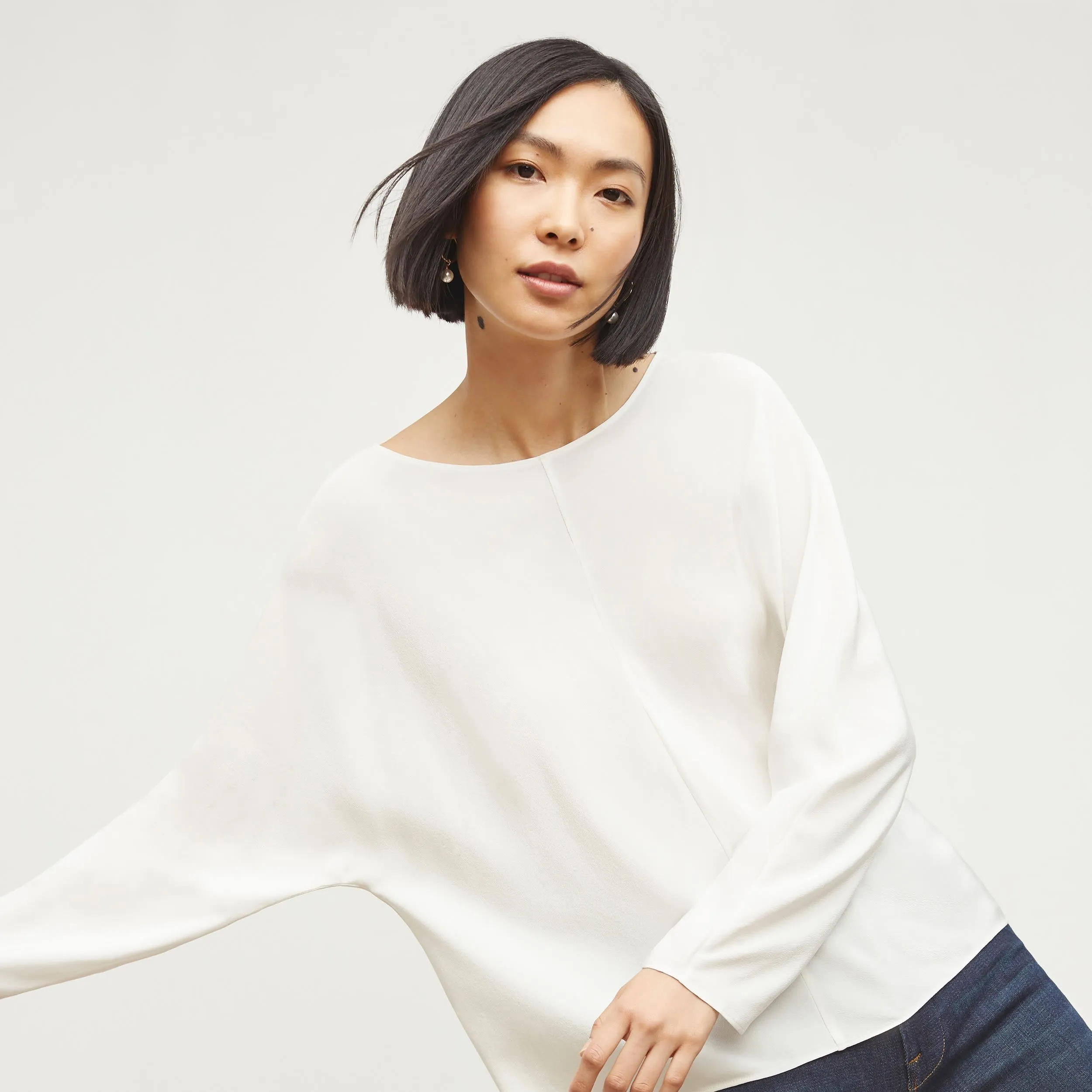 Wren Top - Washable Silk :: Ivory